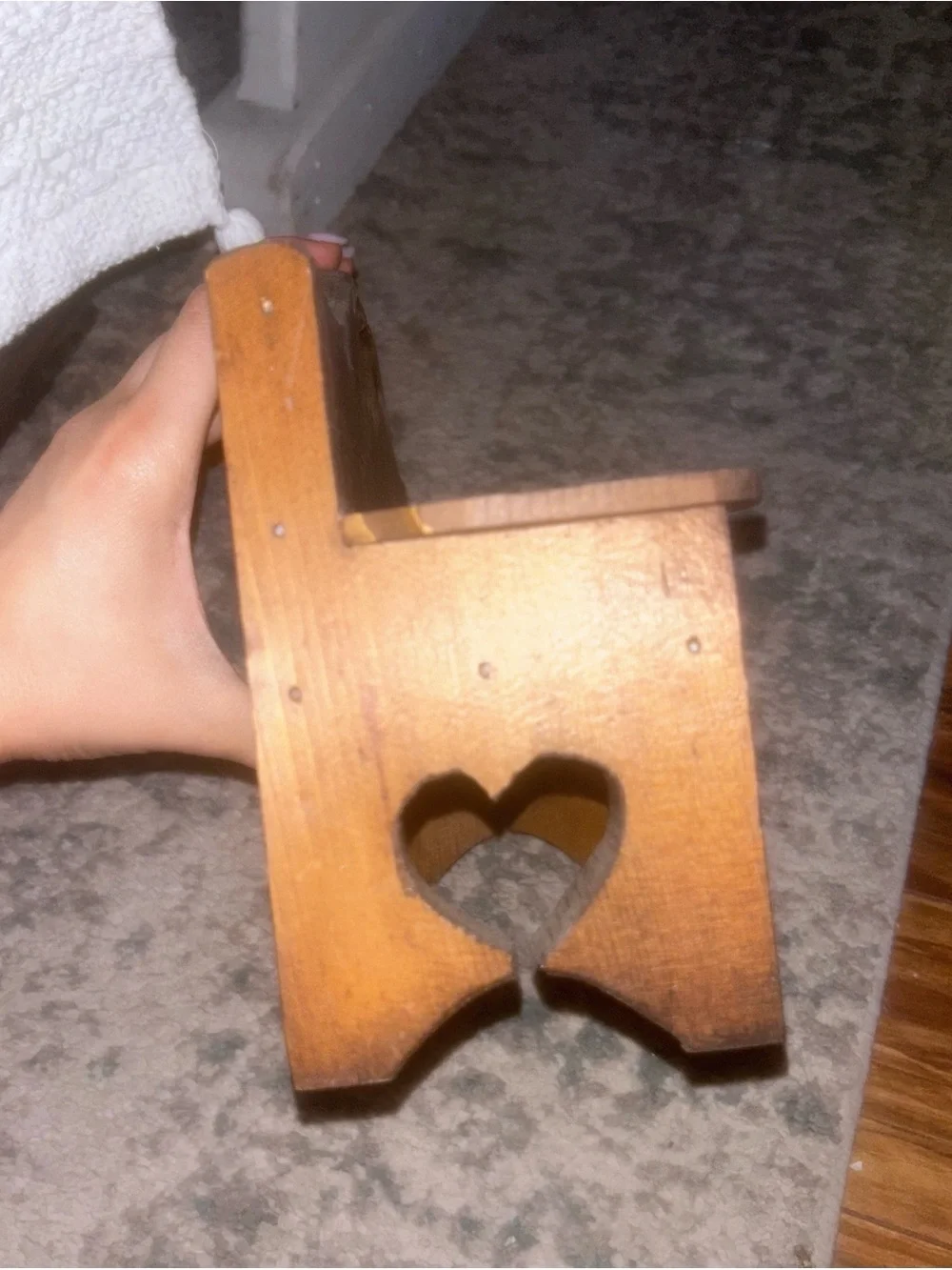 Vintage Wooden Heart Bench Shelf